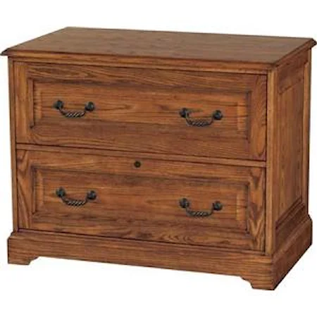 Two-Drawer Oak Lateral File Cabinet with Raised Panel